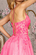 Glitter illusion sweetheart sheer bodice mesh a line long dress GLGL3218